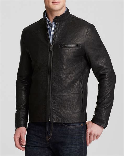 Michael Kors Men's Leather Racer Jacket 